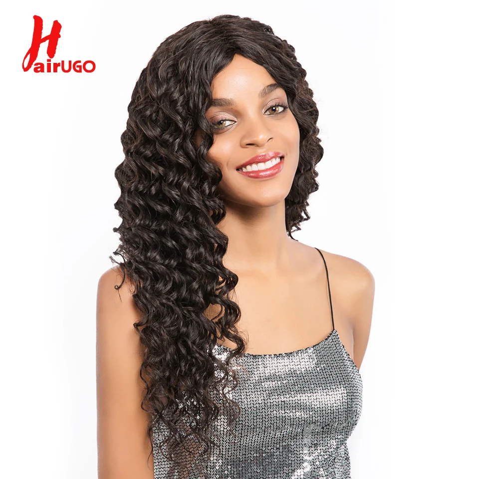 HairUGo глубокая волна кружева фронта человеческих волос парики для женщин