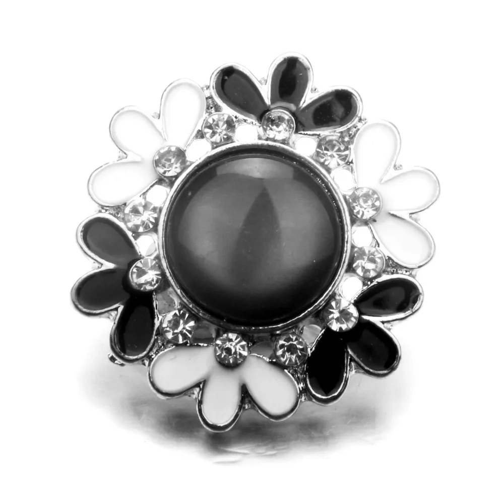 2pcs/lot red and black rose flower rhinestone snap fashion crystal button bracelet diy jewelry cheap | Украшения и аксессуары
