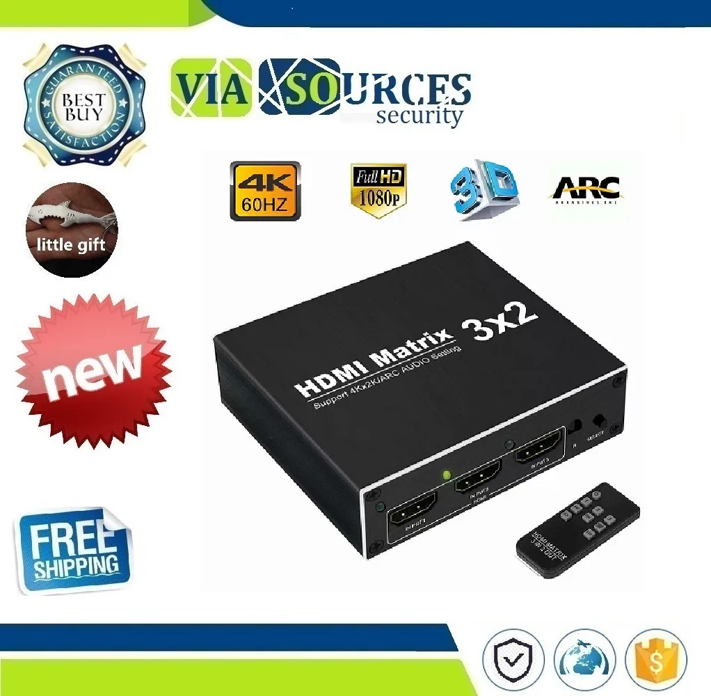 HDMI матрица 3X2 Hdmi Сплиттер 4 K 60Hz HDCP1.4 Ultra HD 1080 P witch оптический TOSLINK & R/L 3 5 мм аудио