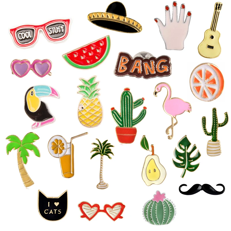 Bargain price Wholesale Pins Flamingo Cactus Pineapple Guitar Toucan Orange Juice Palm tree Badge Enamel Pins Brooches for kids
Bargain price Wholesale Pins Flamingo Cactus Pineapple Guitar Toucan Orange Juice Palm tree Badge Enamel Pins Brooches for kids