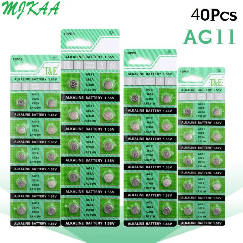40pcs/pack AG11 LR721 362 Button Batteries SR721 162 Cell Coin Alkaline Battery 1.55V For Watch Toys Remote
40pcs/pack AG11 LR721 362 Button Batteries SR721 162 Cell Coin Alkaline Battery 1.55V For Watch Toys Remote