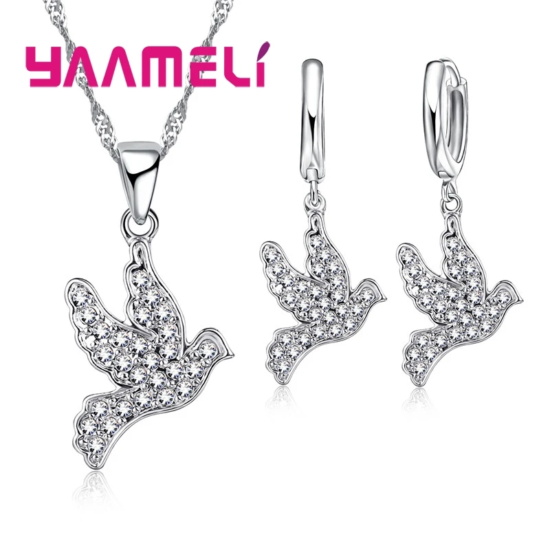Sparkling CZ Jewelry Sets 925 Sterling Silver Goose Birds Pendant Necklaces Huggie Earrings for Women Girl's Gifts HOT
Sparkling CZ Jewelry Sets 925 Sterling Silver Goose Birds Pendant Necklaces Huggie Earrings for Women Girl's Gifts HOT