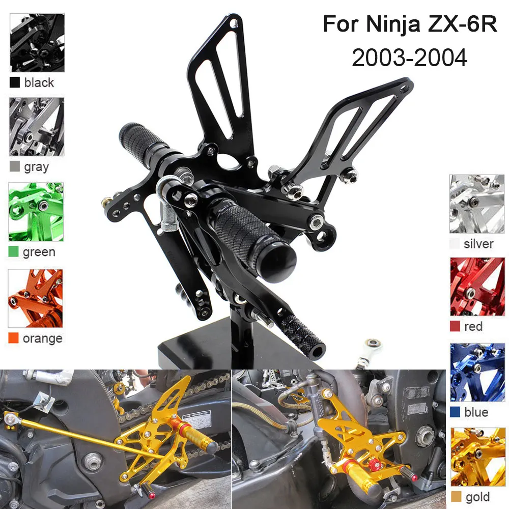 

CNC Алюминиевые Регулируемые подножки заднего хода для Kawasaki Ninja ZX-6R ZX6R ZX636 2003 2004