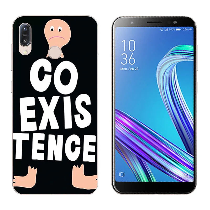 Для Asus Zenfone Max M1 ZB555KL мягкий чехол для телефона из ТПУ с принтом черных букв 5 дюймов
