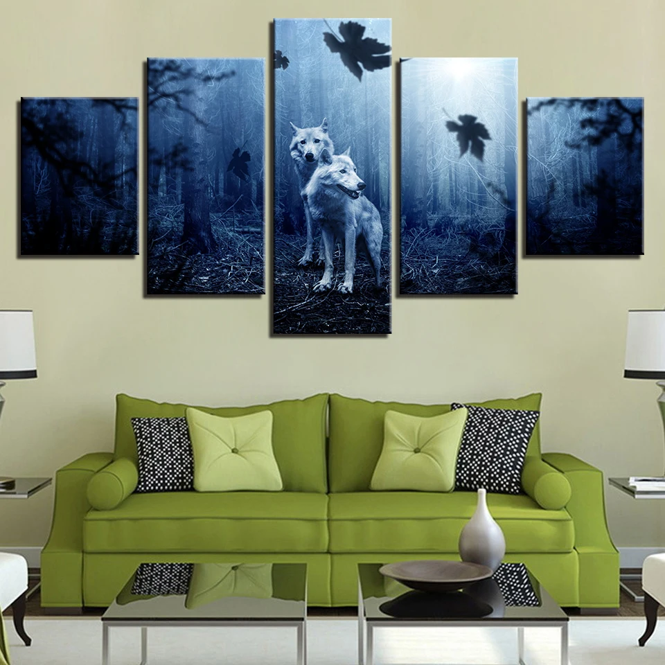 HD Print Modern Canvas Pictures Frame Modular 5 Pieces White Wolf Couple Forest Night Scene Paintings Decor Living Room Wall Art
HD Print Modern Canvas Pictures Frame Modular 5 Pieces White Wolf Couple Forest Night Scene Paintings Decor Living Room Wall Art
