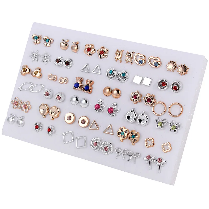 36pairs/set Silver Color Flower Stud Earring Set For Women Girl Rhinestone Bear Animals Kids Earrings Jewelry Gift Mix Style
36pairs/set Silver Color Flower Stud Earring Set For Women Girl Rhinestone Bear Animals Kids Earrings Jewelry Gift Mix Style