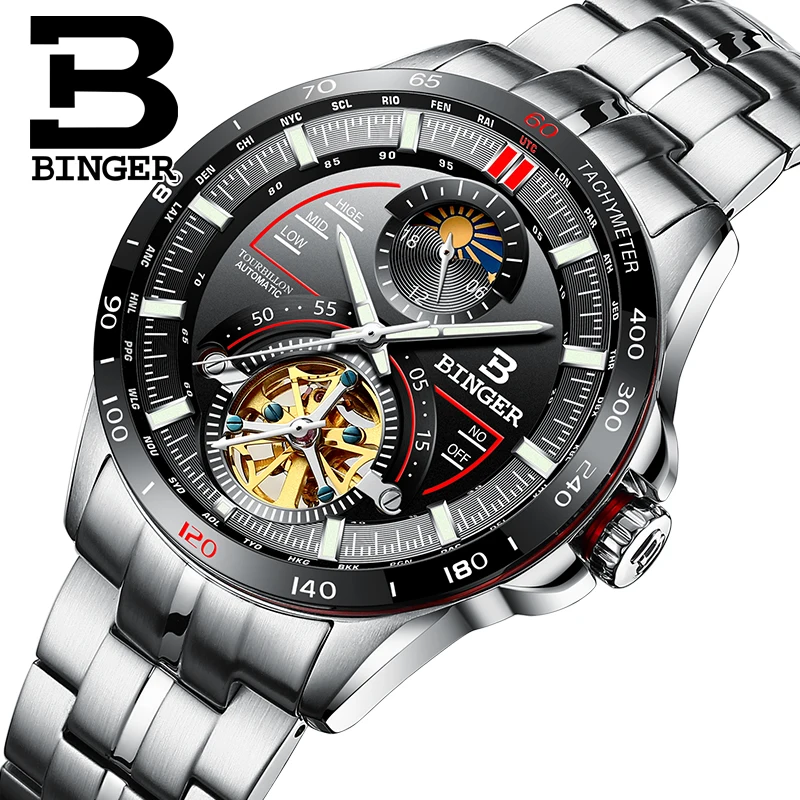 BINGER Tourbillion Automatic Mechanical Skeleton Men's Watches Luxury Brand Watch Men Waterproof relogio masculino
BINGER Tourbillion Automatic Mechanical Skeleton Men's Watches Luxury Brand Watch Men Waterproof relogio masculino