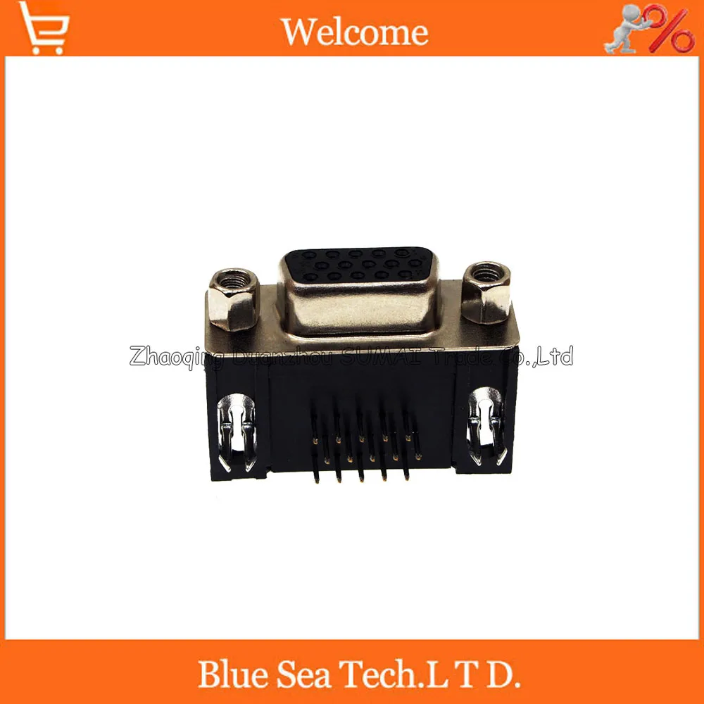 Фото DR15 Женский Разъем HDR15 гнездо VGA 15pin 90 градусная изогнутая игла D SUB DB головка HDR