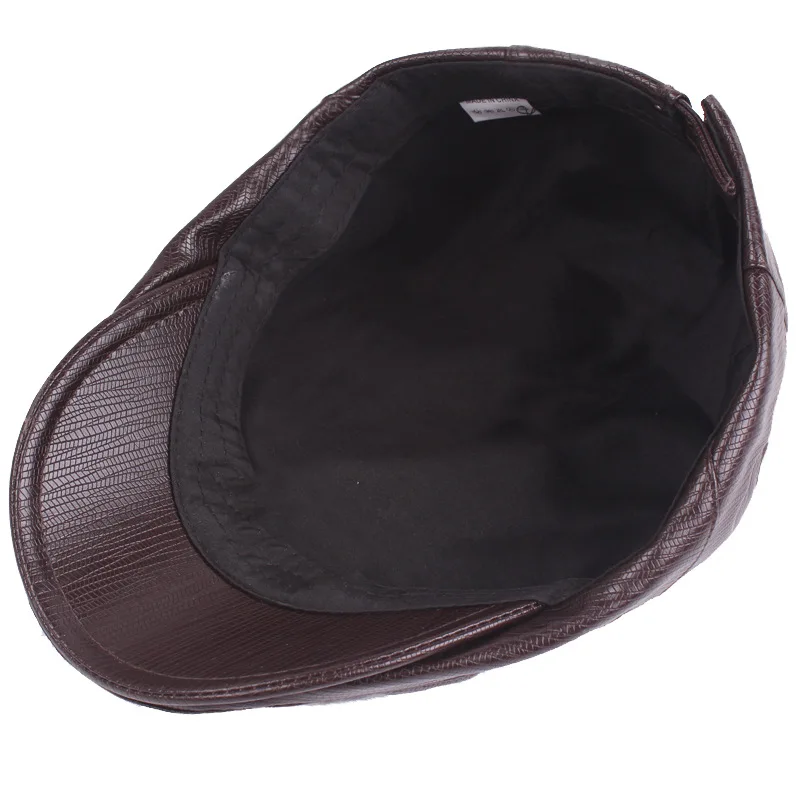 Women Men's PU Leather Cap Beret Newsboy Gentlemen Duckbill Cap Cabbie Hat beret