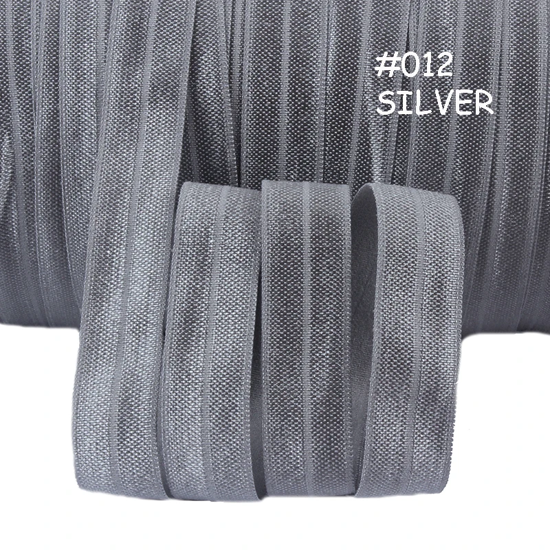 #012 silver fold over elastic, 5/8" elastic ribbon, 100 yards per roll fold over elastic
#012 silver fold over elastic, 5/8" elastic ribbon, 100 yards per roll fold over elastic