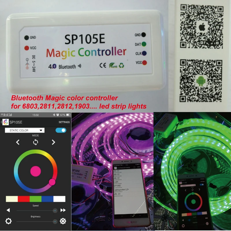 5pcs DC5-24V Bluetooth 5050LED Magic Controller 2048pixels 2811 6803 2812 dmx512 etc Big compatible Wireless IOS 8.0/Android 4.4
5pcs DC5-24V Bluetooth 5050LED Magic Controller 2048pixels 2811 6803 2812 dmx512 etc Big compatible Wireless IOS 8.0/Android 4.4