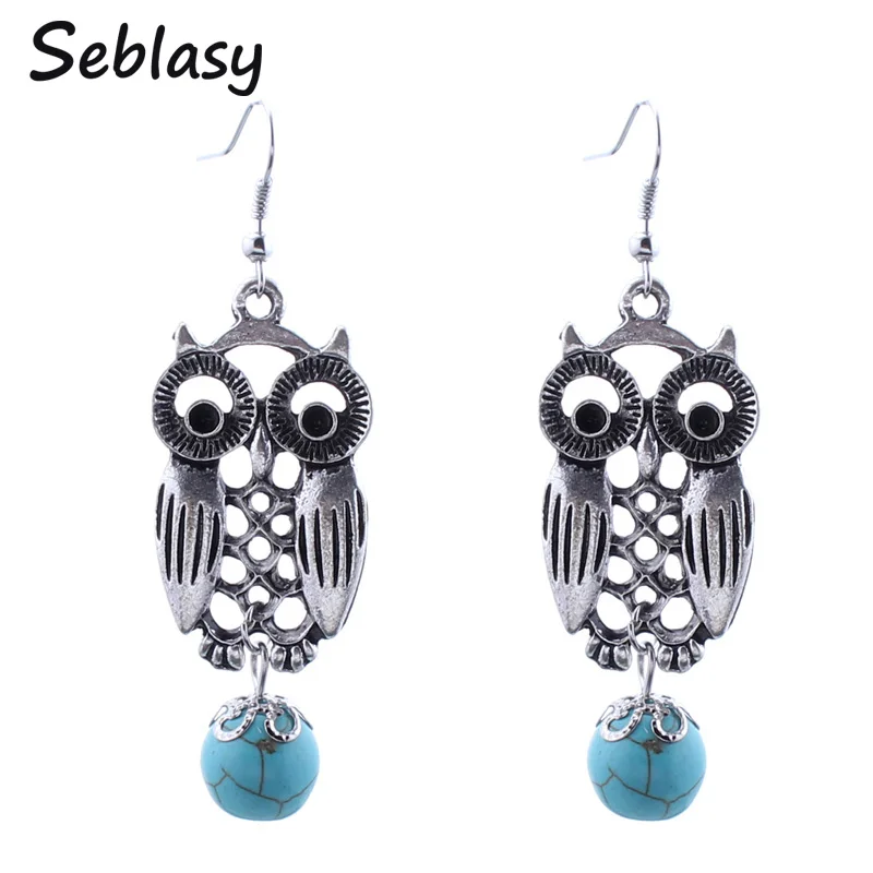 Seblasy New Vintage Tibetan Silver Color Hollow Alloy Owl Earrings Bohemian Beads Stone Pendants Dangle Earrings For Women
Seblasy New Vintage Tibetan Silver Color Hollow Alloy Owl Earrings Bohemian Beads Stone Pendants Dangle Earrings For Women