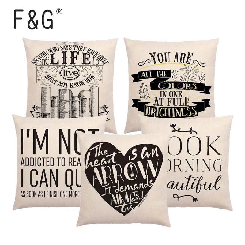 Graceful Language Words Cushion Cover Black and White Style Book Printing Pattern Household Decoration Sofa Pillow Cover
Graceful Language Words Cushion Cover Black and White Style Book Printing Pattern Household Decoration Sofa Pillow Cover