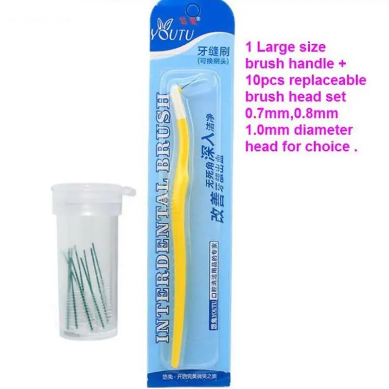 2 sets x 10pcs head+ LONG Handle Interdental Brush Head replaceable Toothbrush Floss Brush Toothpick teeth Orthodontics tool
2 sets x 10pcs head+ LONG Handle Interdental Brush Head replaceable Toothbrush Floss Brush Toothpick teeth Orthodontics tool