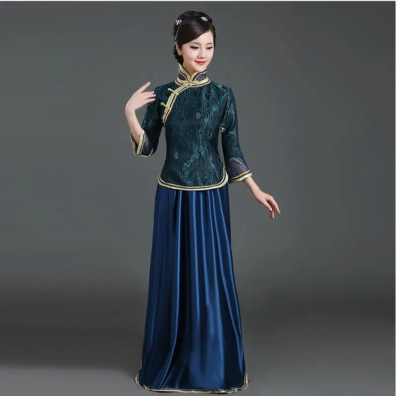 Chinese traditional female dress Chinese style performance wear classical folk dance Costume
Chinese traditional female dress Chinese style performance wear classical folk dance Costume
