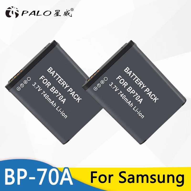 Аккумулятор PALO 2 шт. Женский аккумулятор BP70A для SAMSUNG AQ100 DV150F ES65 ES67 ES70 ES71 ES73 ES74 ES75 ES80