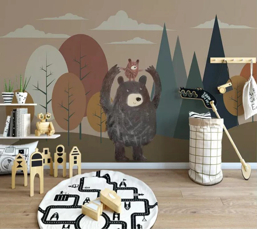 Decorative wallpaper Modern minimalist abstract geometric woods bears personality children's room background wall
Decorative wallpaper Modern minimalist abstract geometric woods bears personality children's room background wall