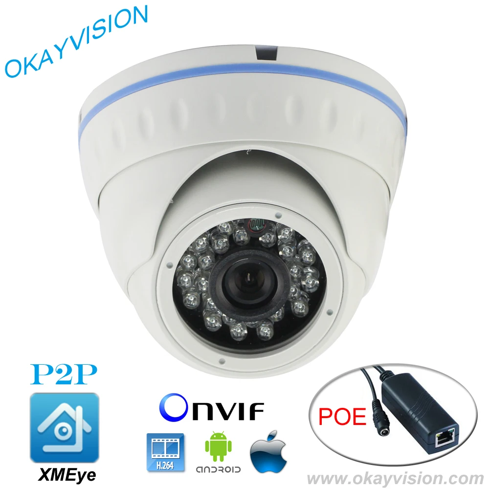 Hi3518C ONVIF Aptina 1.3mp CMOS ИК Ночное видение H.264 HD 960 P IP P2P DC48V POE или DC12V купольные камеры xmeye