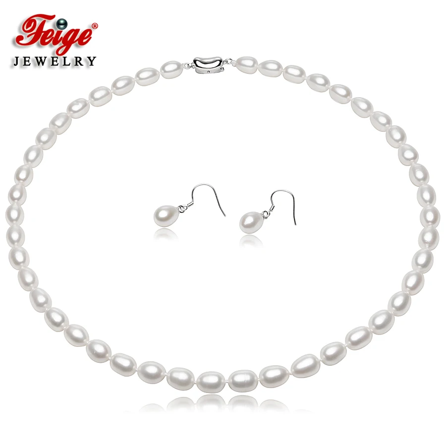 FEIGE High Quality 7-8mm White Freshwater Pearl Necklace Set For Women Wedding Accessories Fine Jewelry Set 925 Silver Earring
FEIGE High Quality 7-8mm White Freshwater Pearl Necklace Set For Women Wedding Accessories Fine Jewelry Set 925 Silver Earring