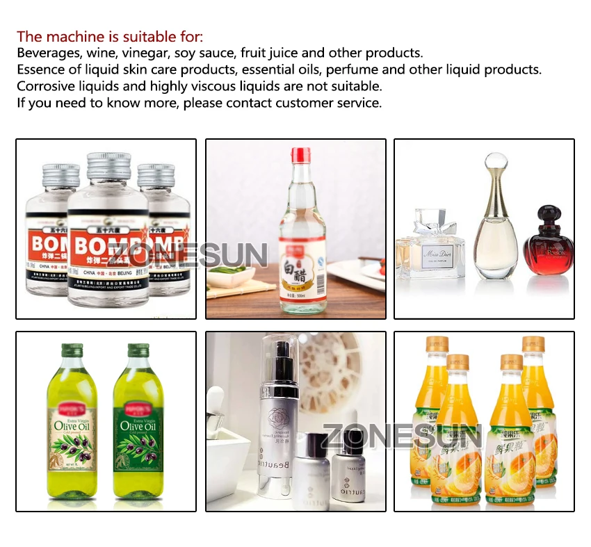 ZONESUN 5-2000ml Liquid Filling Machine Stainless Steel 304 Numerical Control Filler Wine Juice Water
ZONESUN 5-2000ml Liquid Filling Machine Stainless Steel 304 Numerical Control Filler Wine Juice Water