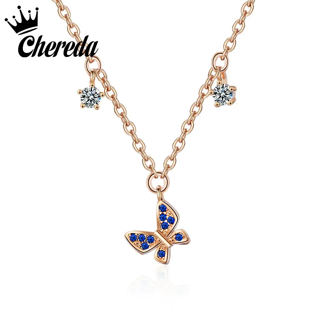 Chereda Cute Butterfly Long Chain Women Necklace Gold Charms Crystal Romantic Animal Jewelry Neck pendants Clothing Accessories
Chereda Cute Butterfly Long Chain Women Necklace Gold Charms Crystal Romantic Animal Jewelry Neck pendants Clothing Accessories