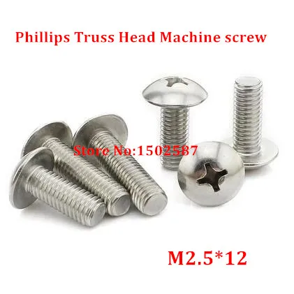 100pcs M2.5*12 Phillips Truss Head Machine Screw SUS304 stainless steel TM Screws
100pcs M2.5*12 Phillips Truss Head Machine Screw SUS304 stainless steel TM Screws