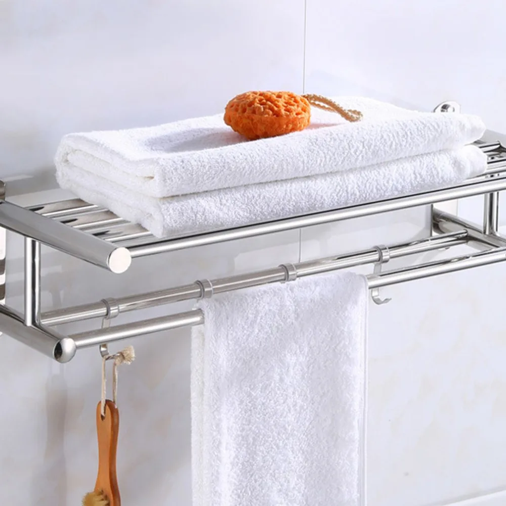 New Bathroom Towel Holder Bathroom Organizer Stainless Steel Wall-mounted Towel Rack Home Hotel Wall Shelf Hardware Accessory
New Bathroom Towel Holder Bathroom Organizer Stainless Steel Wall-mounted Towel Rack Home Hotel Wall Shelf Hardware Accessory