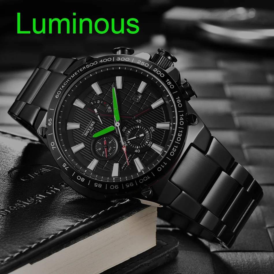 BOYZHE Fashion Mechanical Mens Watches Stainless Steel Top Brand Luxury Sports Chronograph Automatic Watch Men Relogio Masculino
BOYZHE Fashion Mechanical Mens Watches Stainless Steel Top Brand Luxury Sports Chronograph Automatic Watch Men Relogio Masculino