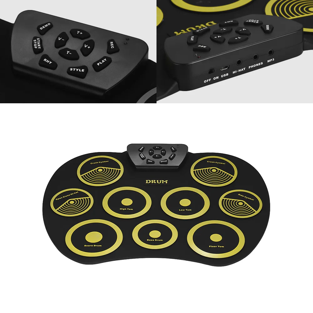 Portable Electronic Drum Set Roll Up Drum Kit 9 Silicon Pads USB Powered with Foot Pedals Drumsticks USB Cable for Students Kids
Portable Electronic Drum Set Roll Up Drum Kit 9 Silicon Pads USB Powered with Foot Pedals Drumsticks USB Cable for Students Kids