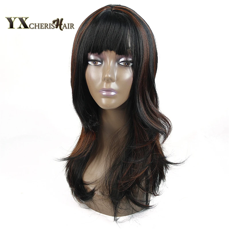 Yhair Wig 14" Blonde And Brown Mixed High Temperature Fiber Synthetic Hair Short Straight Wigs for Black Women | Шиньоны и парики
