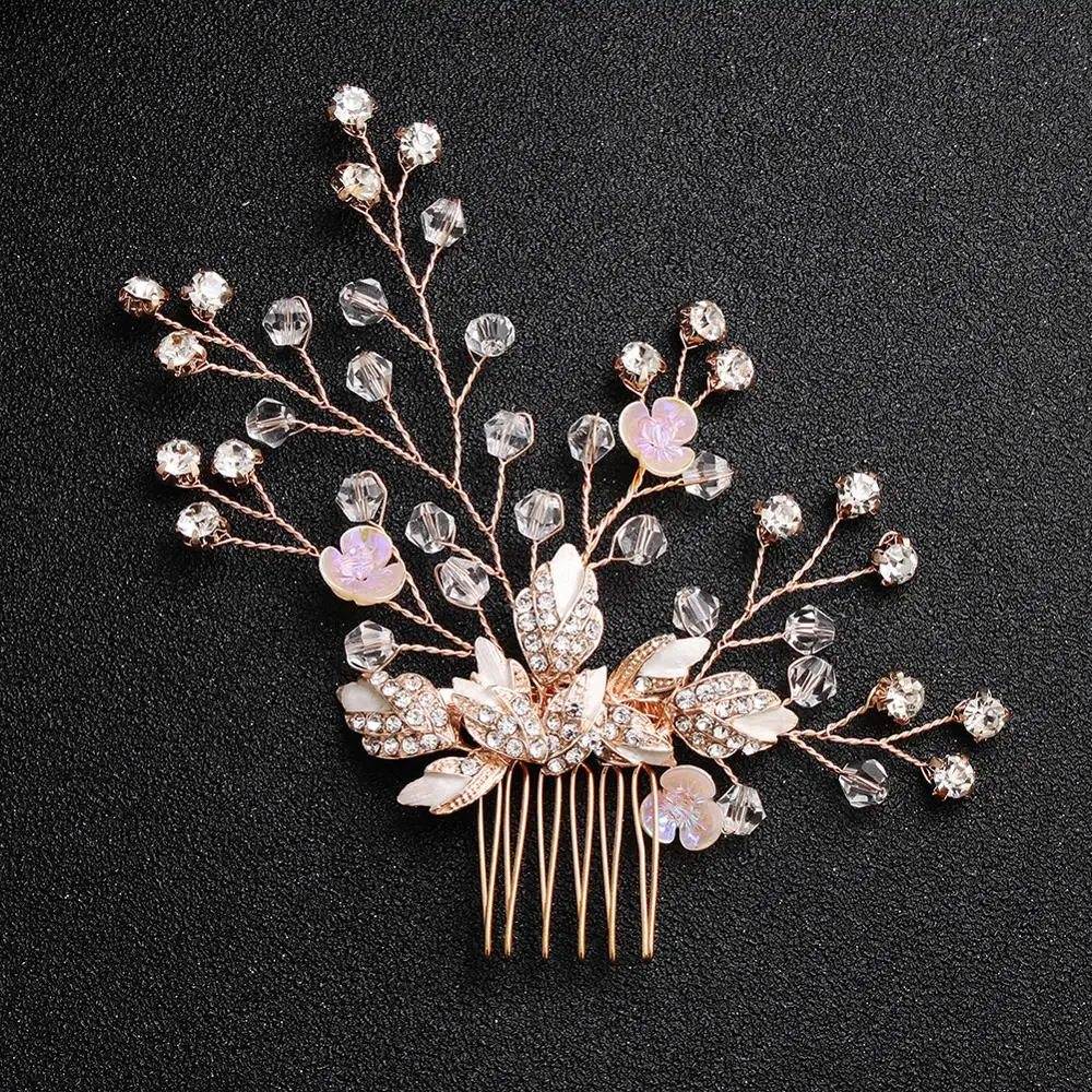 Fashion Rose Gold Color Hair Comb for Ladies Flowers Bridal Prom Wedding Hair Accessories Bride Headpiece Hairpin for Ladies
Fashion Rose Gold Color Hair Comb for Ladies Flowers Bridal Prom Wedding Hair Accessories Bride Headpiece Hairpin for Ladies