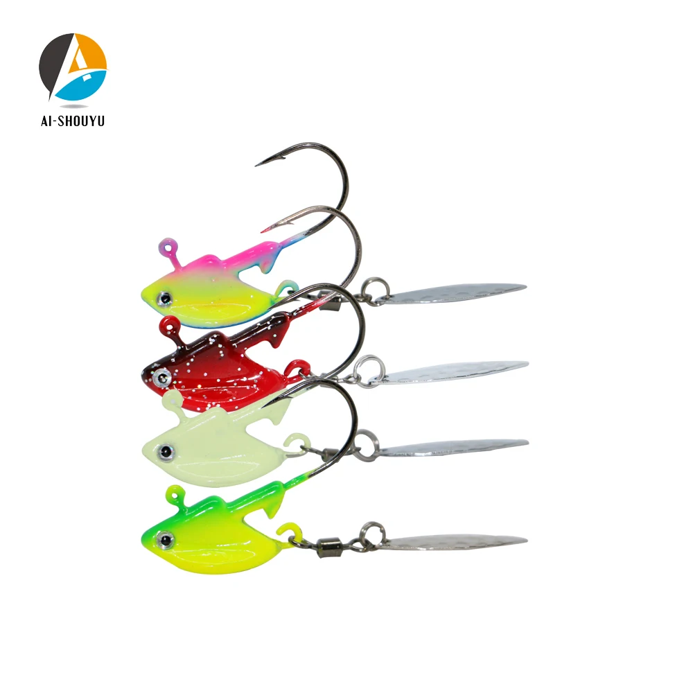 AI-SHOUYU 4pcs/lot Fishing hooks 3.5g/7g/10g/14g Lead Head Hook with Spinner Spoon Fish Lifelike Jig Head Hook Fishing Tackle
AI-SHOUYU 4pcs/lot Fishing hooks 3.5g/7g/10g/14g Lead Head Hook with Spinner Spoon Fish Lifelike Jig Head Hook Fishing Tackle