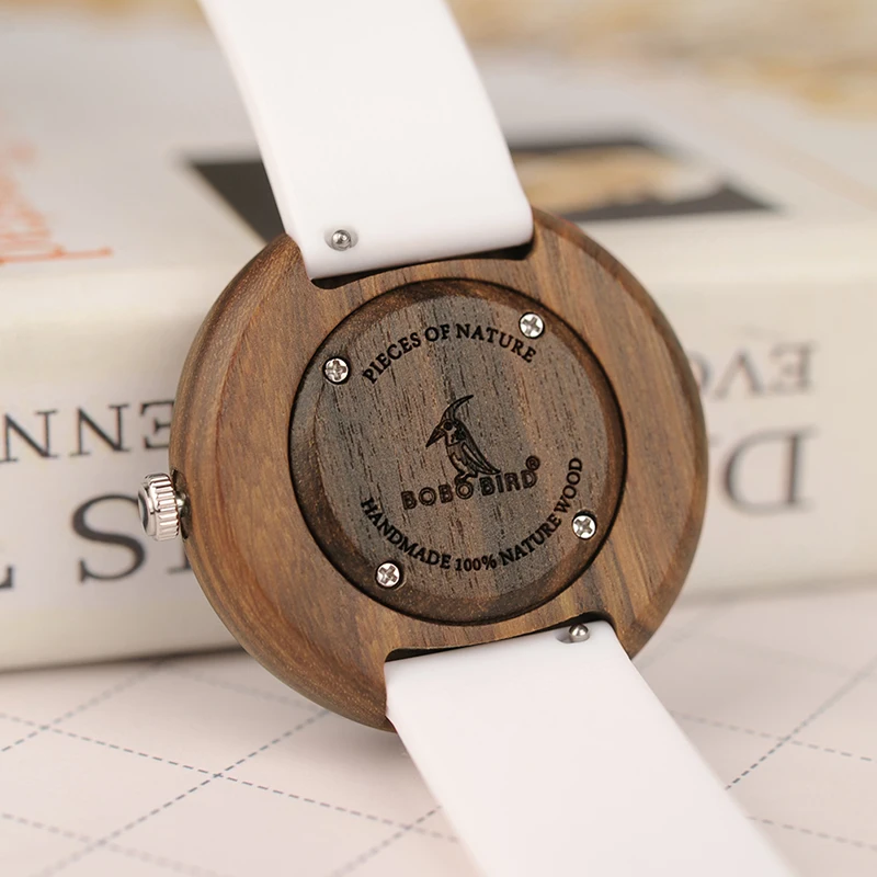 BOBO BIRD Wooden Women Watch bayan kol saati Quartz Ladies Wristwatch erkek Silicone Strap Watches For Girlfriends Dropshipping