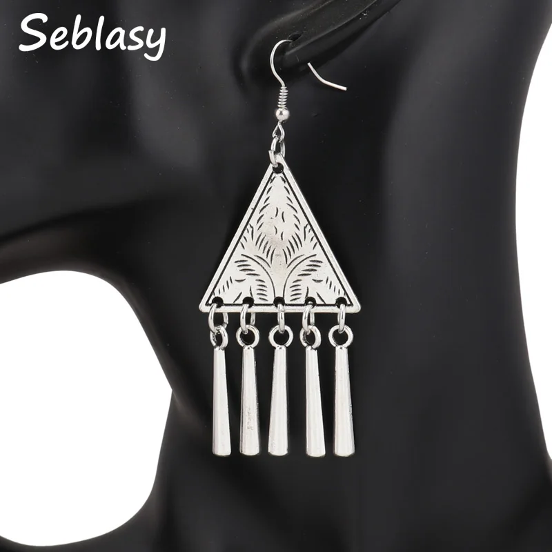 Seblasy New Vintage Punk Tibet Silver Color Big Triangle Stripe Tassel Dangle Earrings for Women Statement Jewelry Party Gifts
Seblasy New Vintage Punk Tibet Silver Color Big Triangle Stripe Tassel Dangle Earrings for Women Statement Jewelry Party Gifts