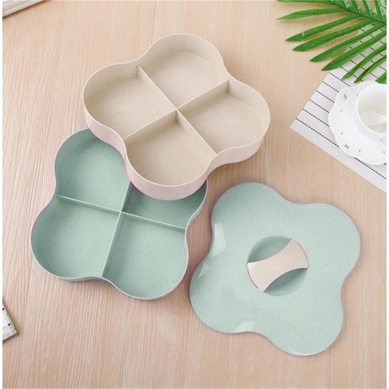 Double-Layer Wheat Straw Candy Boxes Creative Four-Leaf Clover Shape Moisture-proof Fruit Snack Case Desktop Sealed Organizer
Double-Layer Wheat Straw Candy Boxes Creative Four-Leaf Clover Shape Moisture-proof Fruit Snack Case Desktop Sealed Organizer