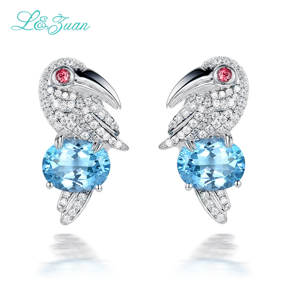 I&Zuan 925 Sterling Silver Stud Earrings For Women Natural 4.69ct Topaz Blue Luxury Fine Jewelry Bird Parrot Earring Brincos
I&Zuan 925 Sterling Silver Stud Earrings For Women Natural 4.69ct Topaz Blue Luxury Fine Jewelry Bird Parrot Earring Brincos