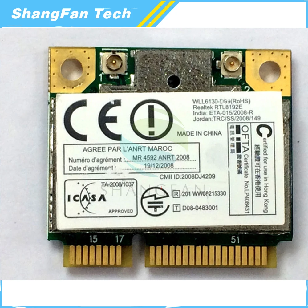 Realtek RTL8192E 802.11b/G/N 300M Ноутбук встроенный беспроводной LAN miniPCI-E полувысотная карта Wi-Fi CATD
Realtek RTL8192E 802.11b/G/N 300M Ноутбук встроенный беспроводной LAN miniPCI-E полувысотная карта Wi-Fi CATD