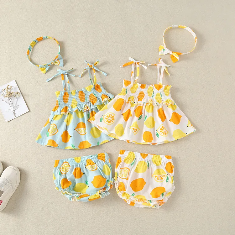 Newborn Baby Girls Clothes Sleeveless Dress+Briefs+headband 3PCS Outfits Set lemmon Printed Clothing Sets Summer Sunsuit 0-24M
Newborn Baby Girls Clothes Sleeveless Dress+Briefs+headband 3PCS Outfits Set lemmon Printed Clothing Sets Summer Sunsuit 0-24M