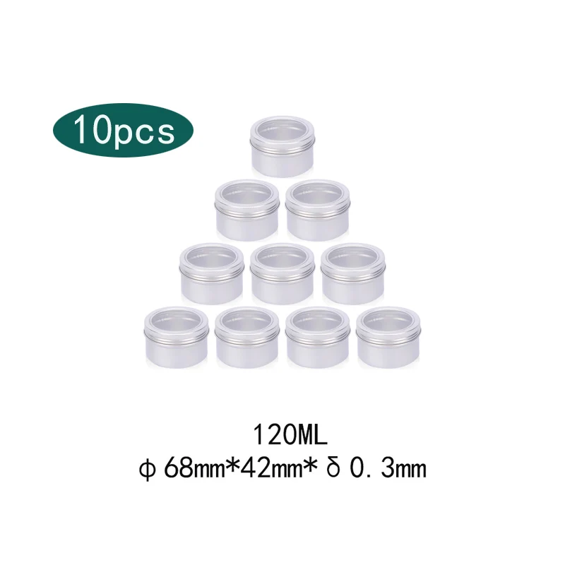 10pcs 120ml With Clear Window Aluminium Screw Tin Bottle Pot Cans Containers Case For Lip Balm Nail Art Makeup DIY Cosmetic Box
10pcs 120ml With Clear Window Aluminium Screw Tin Bottle Pot Cans Containers Case For Lip Balm Nail Art Makeup DIY Cosmetic Box