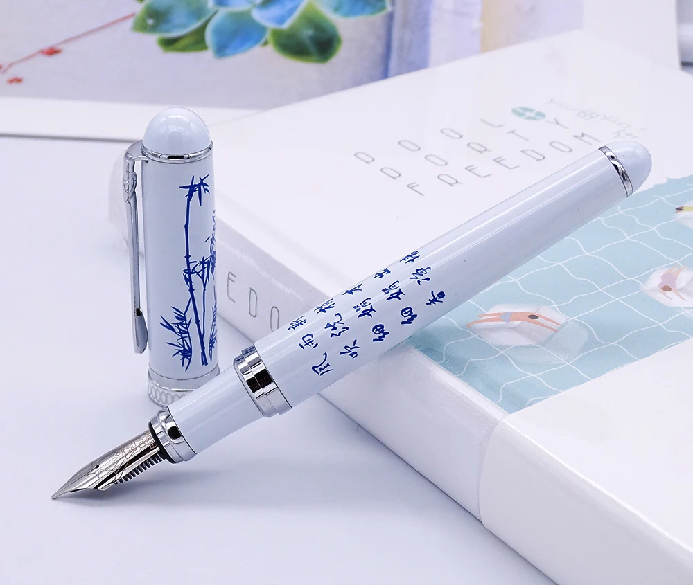 Duke D2 Classic Fountain Pen Chinaware Bamboo Famous Verse Pattern Medium Nib Writing Pen Business Office Home Supplies
Duke D2 Classic Fountain Pen Chinaware Bamboo Famous Verse Pattern Medium Nib Writing Pen Business Office Home Supplies