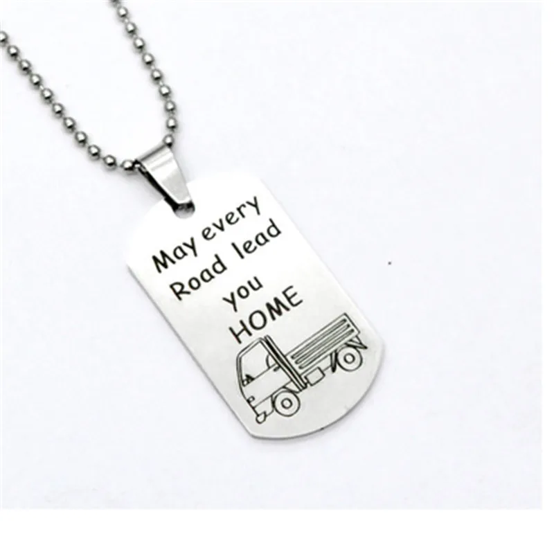 Hot creative May every road lead you home stainless steel pendant necklace Father's Day truck gift
Hot creative May every road lead you home stainless steel pendant necklace Father's Day truck gift
