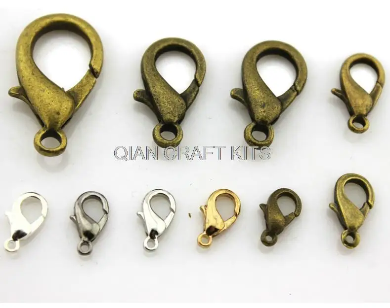 set of 200pcs mixed sizes and colors lobster clasps rhodium ,gold,silver,brass plated on zinc alloy or brass base 10mm-18mm)
set of 200pcs mixed sizes and colors lobster clasps rhodium ,gold,silver,brass plated on zinc alloy or brass base 10mm-18mm)