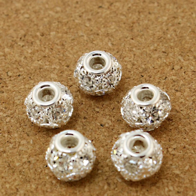 9x10mm Round Ball Silver Rhinestone Hollow Ball Spacer DIY Beads Fit European Bracelet
9x10mm Round Ball Silver Rhinestone Hollow Ball Spacer DIY Beads Fit European Bracelet