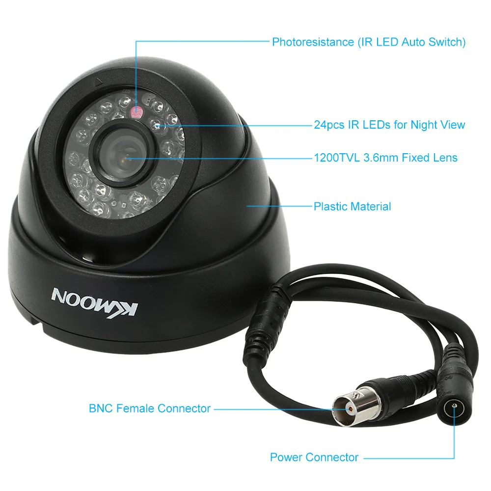 Камера видеонаблюдения KKmoon HD 1200TVL защита для помещений ночное видение 1/3 дюйма CMOS