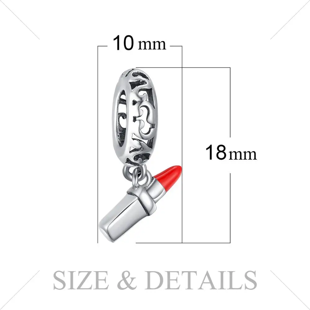 JewelryPalace 925 пробы серебро красной эмалью помады Шарм подходит Браслеты как подарки