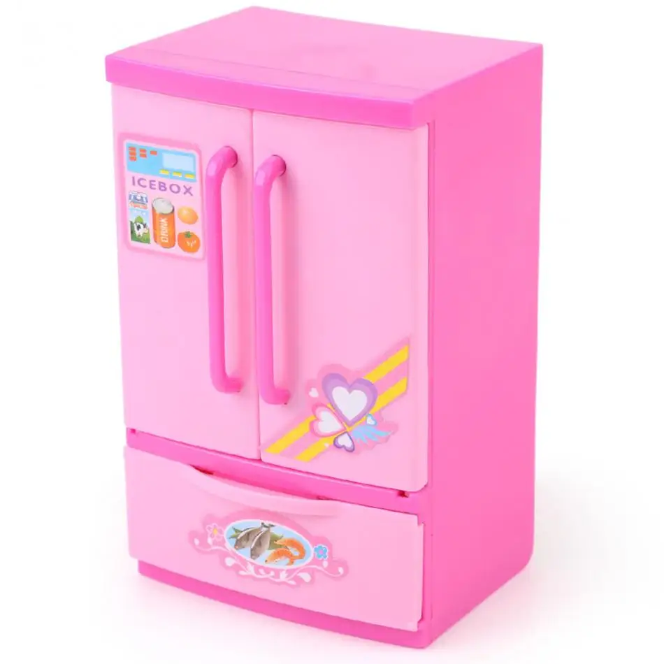 Mini Pink Refrigerator Fridge Kids Children Role Play Toy Indoor Game Playing House Educational Home Appliance | Игрушки и хобби