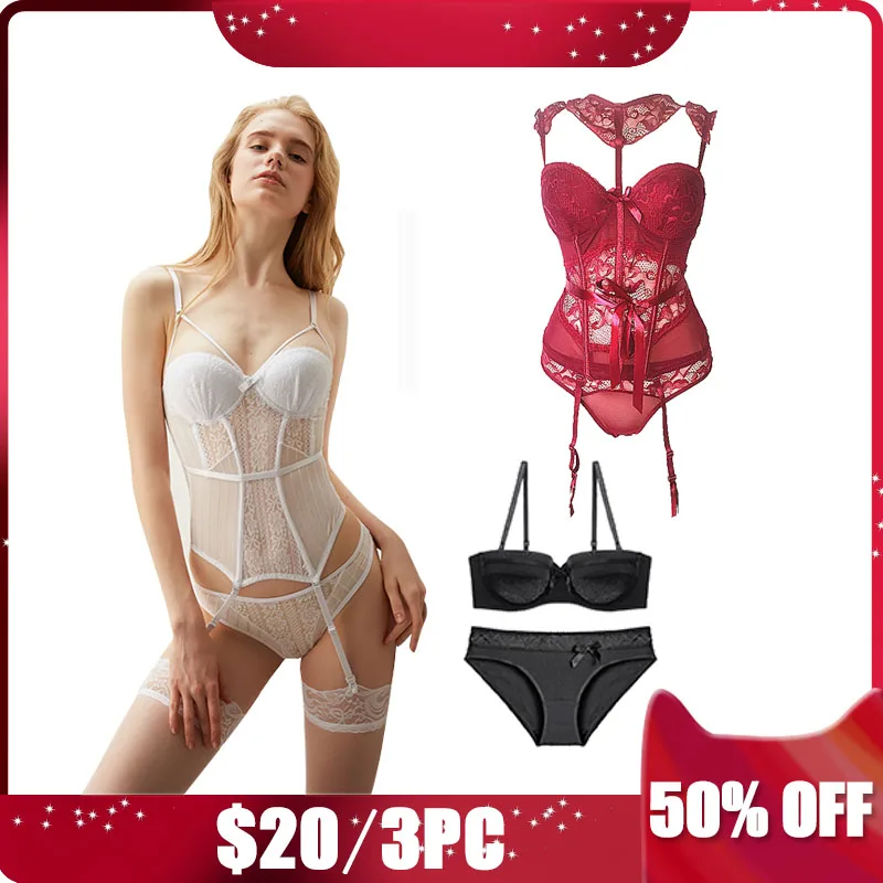 CINOON 3Piece Sexy Women Sets 2 Bustier and Corset +1Bra Set Female Solid Bustier Overbust Push Up Corset Fashion Underwear
CINOON 3Piece Sexy Women Sets 2 Bustier and Corset +1Bra Set Female Solid Bustier Overbust Push Up Corset Fashion Underwear