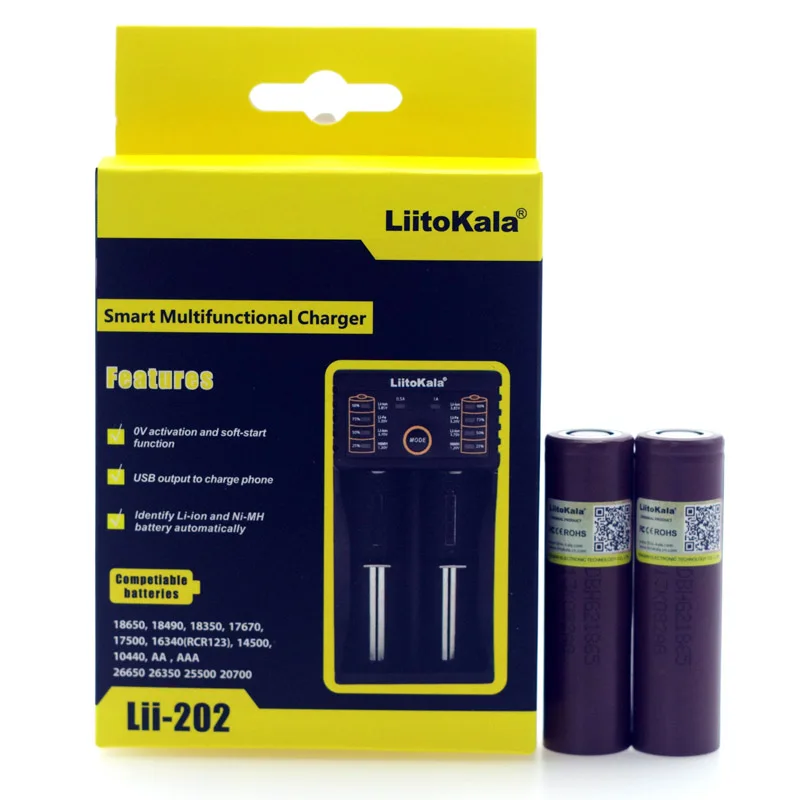 Liitokala lii-202 1.2V 3.2V 3.7V 26650 16340 Smart Charger+2PCS LGDBHG2 3000mAh 18650 Discharge 20A 30A Rechargeable Battery
Liitokala lii-202 1.2V 3.2V 3.7V 26650 16340 Smart Charger+2PCS LGDBHG2 3000mAh 18650 Discharge 20A 30A Rechargeable Battery