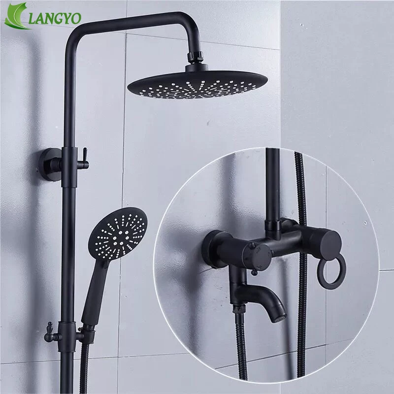 LANGYO Bronze Black Bathroom Shower Bath Faucet Dual Handles In Wall Washing Room Shower Mixer Taps 8" Rain Shower Head
LANGYO Bronze Black Bathroom Shower Bath Faucet Dual Handles In Wall Washing Room Shower Mixer Taps 8" Rain Shower Head