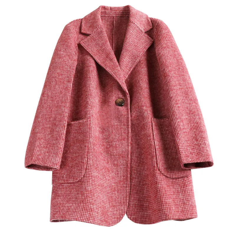 Cashmere Overcoat, Women's Short-style Thousand-Bird-lattice Small Wool Outerwear, Self-cultivation Korean Edition
Cashmere Overcoat, Women's Short-style Thousand-Bird-lattice Small Wool Outerwear, Self-cultivation Korean Edition